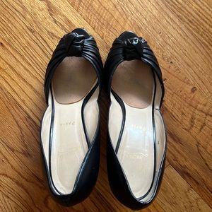 Christian Louboutin Black Leather Knot Peep Toe Pumps Size 41